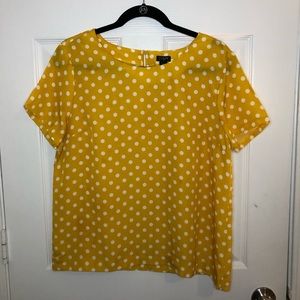 J. Crew Polka Dot Polyester Short Sleeve Blouse M